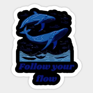 Blue Whale Sailing In The Sea Sticker